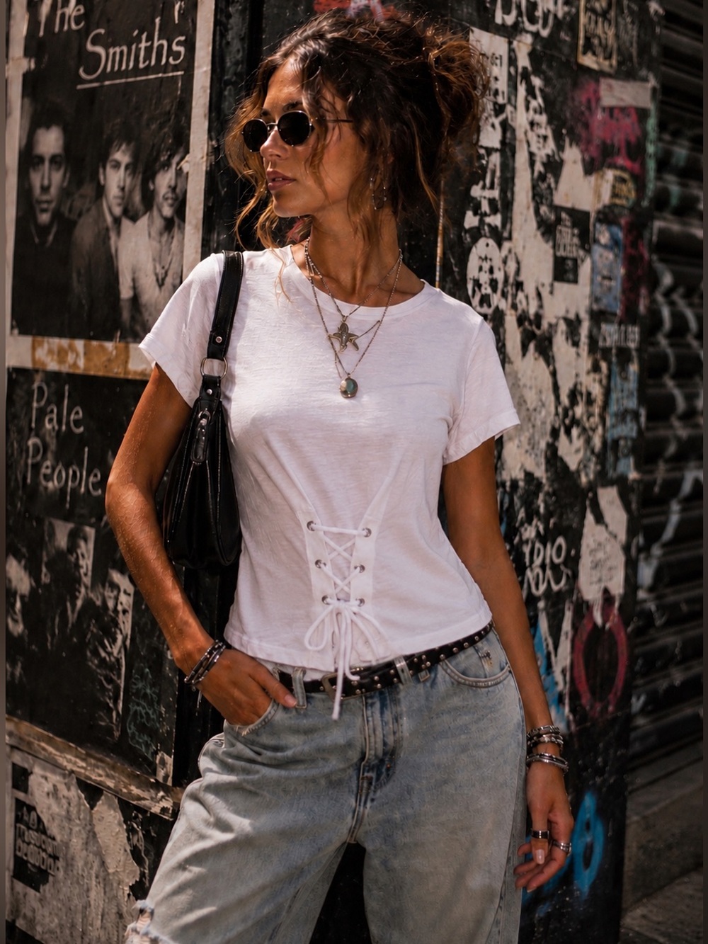 Project Runway Corset Tie Tee | Indie Sleaze | Streetwear | Lace-Up Top